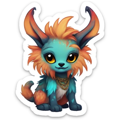 cute Kawaii edgy fantasy animal fursona Fionbri creature by griffsnuff & LiLaiRa & Falvie with exotic colors full body sticker