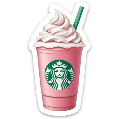 Starbucks strawberry pink drink with whipped cream sticker