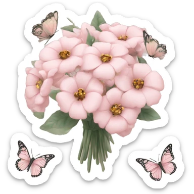 Pale pink bouquet with butterflies sticker