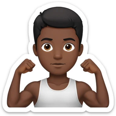 black hair fitness boy sticker