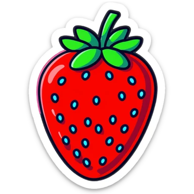 neon sign strawberry glowing effect sticker