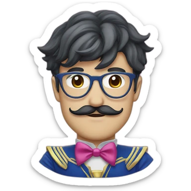 glasses and mustache man wearing Sailor Moon costume’s sticker