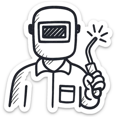 welding, hand drawn sketch of welder sticker