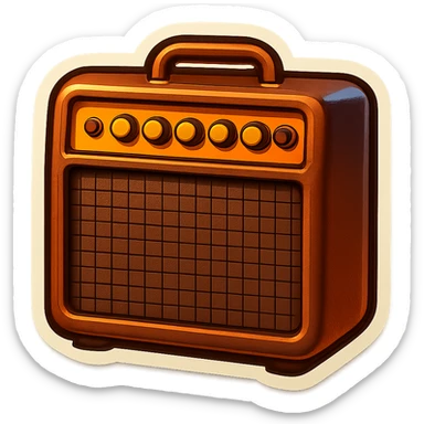 a vintage guitar amp, retro style, brown and tan colors sticker