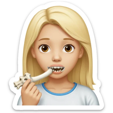 Blonde girl with a bone in her mouth with epiphysis only on the bond end that’s out her mouth sticker
