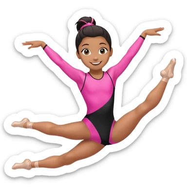 "A gymnast in black and minimal pink outfit with a smile and a look of surprise (normal skin) sticker