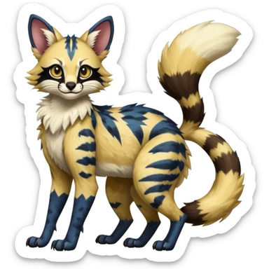 Genet-Wolverine-Marsupial-Serval-Possum-Vernid-Sergal-Fakémon-hybrid, by LiLaiRa-griffsnuff, full body sticker
