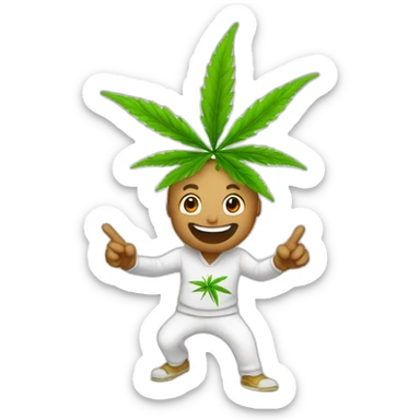 Marihuana feliz y bailando sticker