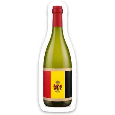 A wine bottle with a Belgium flag on the label sticker