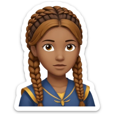Black Annabeth Chase with brown hair half up corn braids sticker
