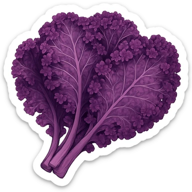 purple kale, realistic, purple hues, detailed icon, no background sticker