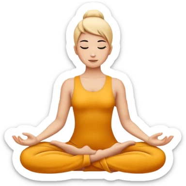 Minimalistic flat vector icon, iOS style, thin black contour on white background. Person in lotus pose with rising spiral energy above. No text, no shadows. sticker