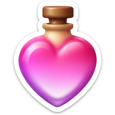Pink ombre heart shaped potion bottle with liquid  sticker