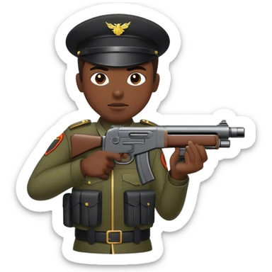 Black soldier shooting guns sticker