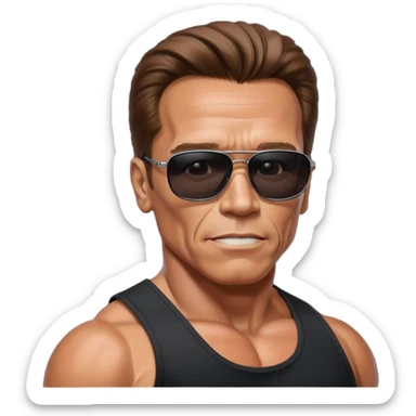 terminator shwartzneger only top in black galssess sticker
