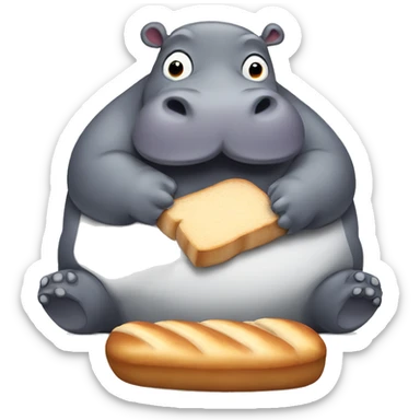 Hippo eating bread sticker