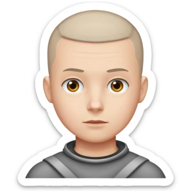 Buzz cut emoji not smiling and white skin color sticker
