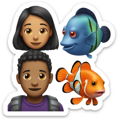 Clownfish and hippo tang sticker