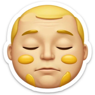 A male emoji with big fat lips with it’s eyes closed not smiling with its mouth closed and it’s yellow sticker