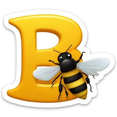 A bee holding a b sticker