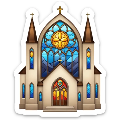 church with stained glass sticker