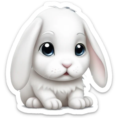 sad Rabbit white baby rabbit sticker