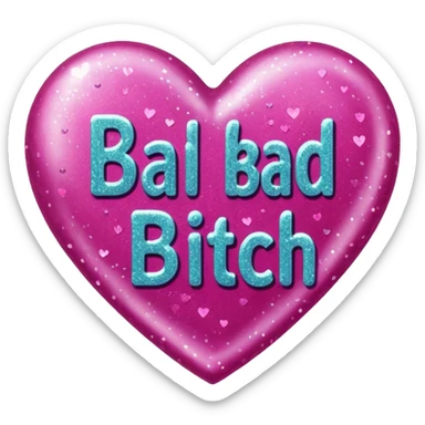Bad bitch words written inside heart sticker