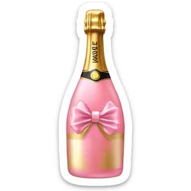 Pink champagne with gold bow sticker
