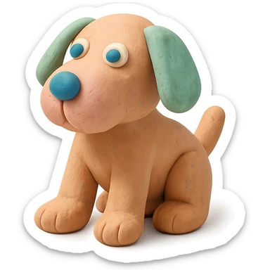 dog figure in claymation style with visible fingerprints and pastel colors sticker
