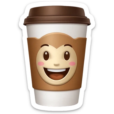 one coffe take away cup with coffee and a smiling mouth  sticker
