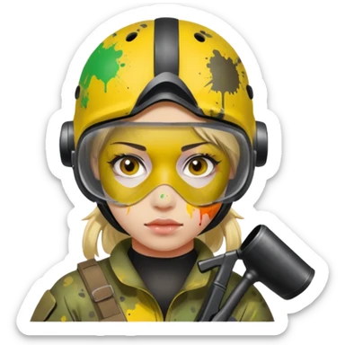 paintball player face girl sticker