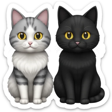 White and grey cat and black cat sticker