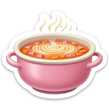 super realistic small pink bowl of soup sticker