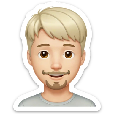 Cute white male, short medium colored hair with bangs and goatee, nose and lip piercing,  smiling with mouth closed sticker