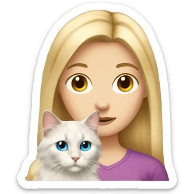 a blonde teenage girl with a ragdoll cat sticker