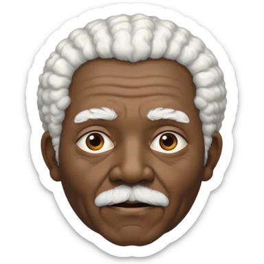 old man with white afro hair and black skin sticker