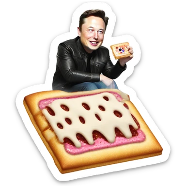 elon musk riding a frosted pop tart with wheels sticker
