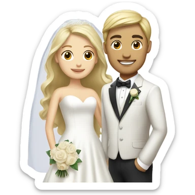 Blonde bride and brunette groom sticker