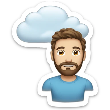 A Man with brown hair a Beard and a cloud in front of his face sticker