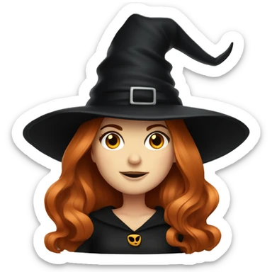 Isla fisher wearing a witch hat wearing black sticker