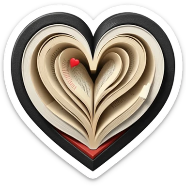  black and white heart + books sticker