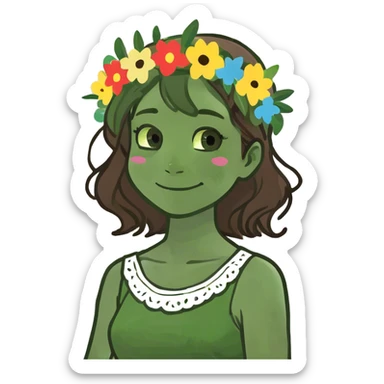 happy brown haired girl window sticker