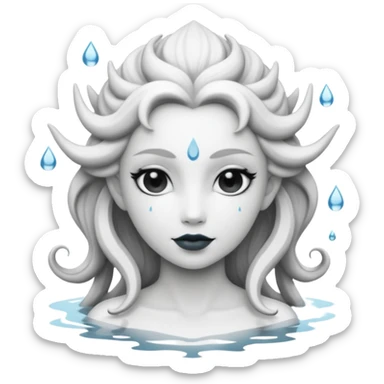 Genasi de agua dnd estilo blanco y negro dibujo sticker