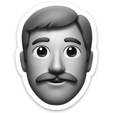 A man with side bangs and a mustache in the form of a square under his nose sticker