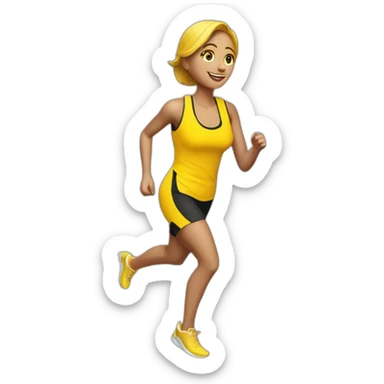 Mujer Runner vestido de amarillo de lateral sticker