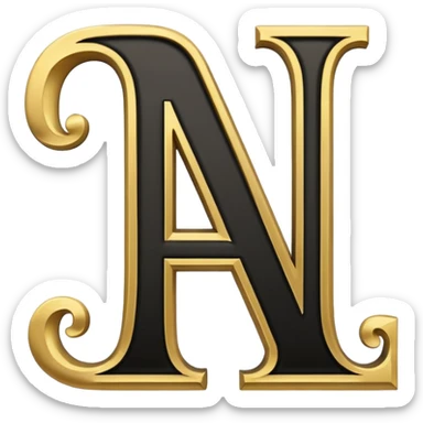 letter N in black and gold sticker