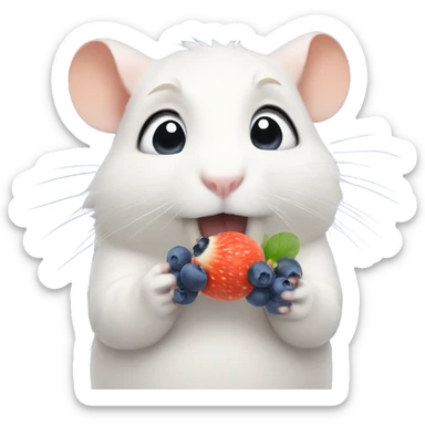Hamster eating blueberries sticker