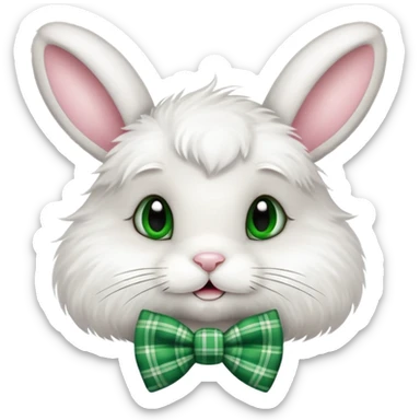 cute Easter bunny with a green plaid bow tie sticker