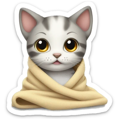 kitten wrapped in a blanket sticker