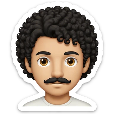 boy with light brown skin tone and black curly hair along with a moustache and an eyebrow slit sticker